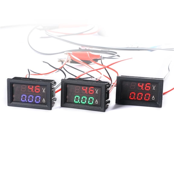 3 Pack Digital Voltmeter Ammeter DC 100V 10A 0.28" Blue + Red LED Panel with Connect Wires