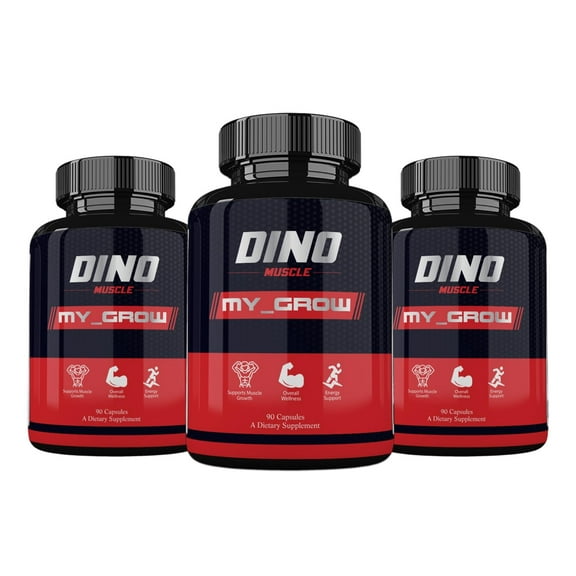 (3 Pack) Dino My-Grow Max Support Pills, Dyno MyGrow Max Strength Advanced Support Dietary Supplement for Muscle Strength - 270 Count