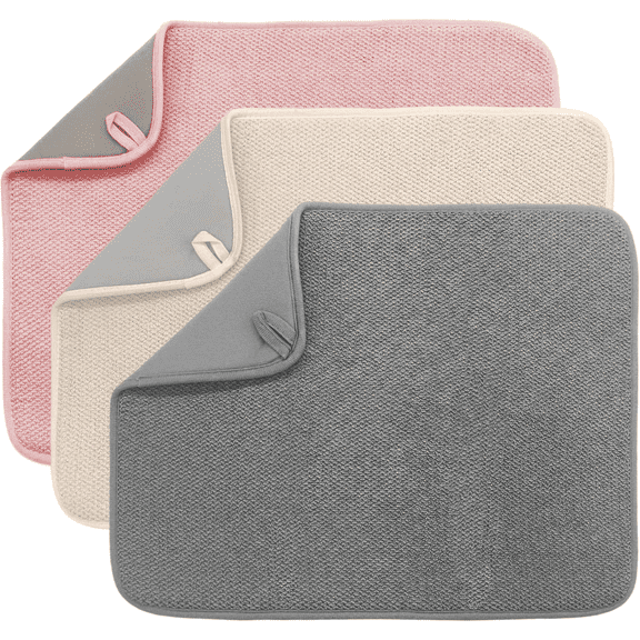 3 Pack Dish Drying Mat,Absorbent Microfiber Dish Drying Mat for Kitchen Counter,Dish Drying Pad,12 x 16 inch