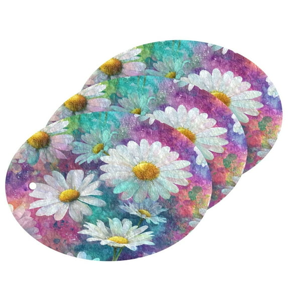 3 Pack Dish Sponges Bulk Natural Sponges Household Cleaning Sponge Non-Scratch for Kitchen Dishwashing and Cleaning Dishes Watercolor White Daisies