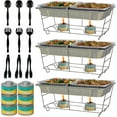 3Pack Disposable Chafing Dish Buffet Set + Fuel + Serving Utensils