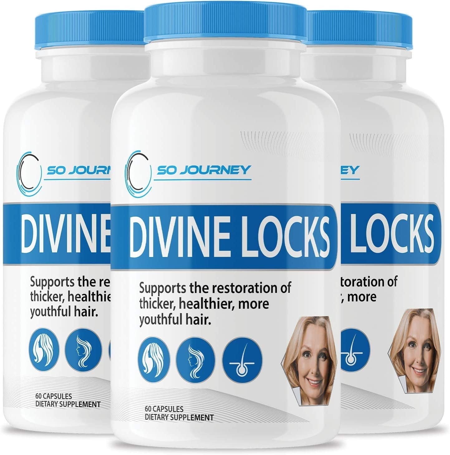 3 Pack Divine Locks Supplement Complex Hair Vitamins 180 Capsules