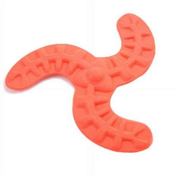 3 Pack Dog Fetch Toy Medium Boomerang Flying Rubber Disc - Orange