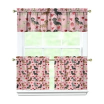 3 Pack Dog Lovers Kitchen Curtains - Artistic Paw Print & Bone Design, Short Semi-Sheer Curtains with Valance, Modern Farmhouse Window Decor