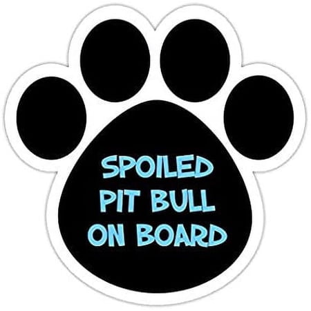 3 Pack - Dog Paw Shaped Bumper Sticker Decal: Spoiled Pit Bull On Board| Dogs, Gift
