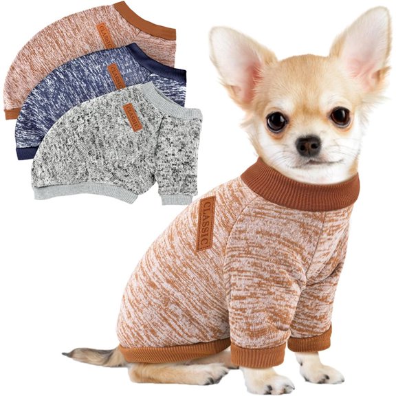 3 Pack Dog Sweaters for Small Dogs Girl Boy Winter Fleece Clothes Warm Soft Dog Sweatshirt Outfit for Dogs Cats Pet Apparel