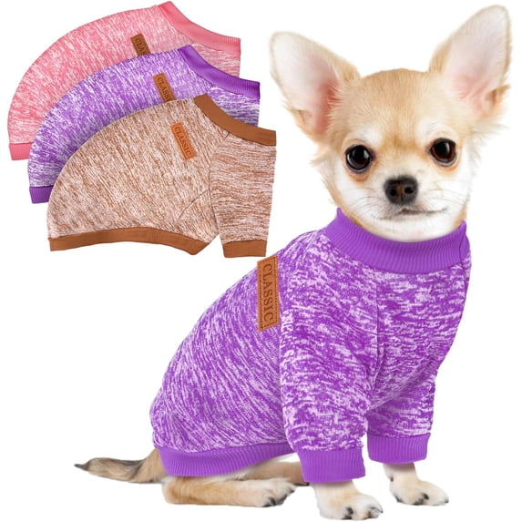 3 Pack Dog Sweaters for Small Dogs Girl Boy Winter Fleece Clothes Warm ...