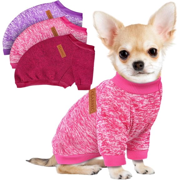 3 Pack Dog Sweaters for Small Dogs Girl Boy Winter Fleece Clothes Warm Soft Dog Sweatshirt Outfit for Dogs Cats Pet Apparel