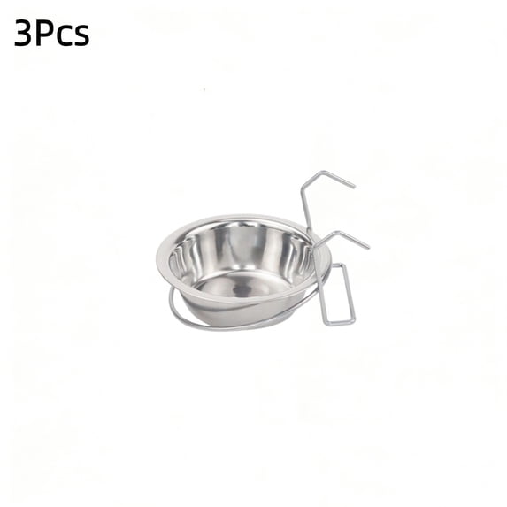 3 Pack Dog Water Food Bowls, Dog Crate Water Bowl No Spill, Water Bowl for Crate Cage Accessories, Kennel Water Bowls Hanging, Stainless Steel Dogs Bowls Dish Coop Cup - 4.3X1.3''