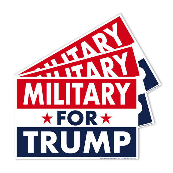 (3-Pack) Donald Trump 2024 Yard Sign, Military For Trump, 18" x 12" Double-Sided Sign, Metal H-Stake Included
