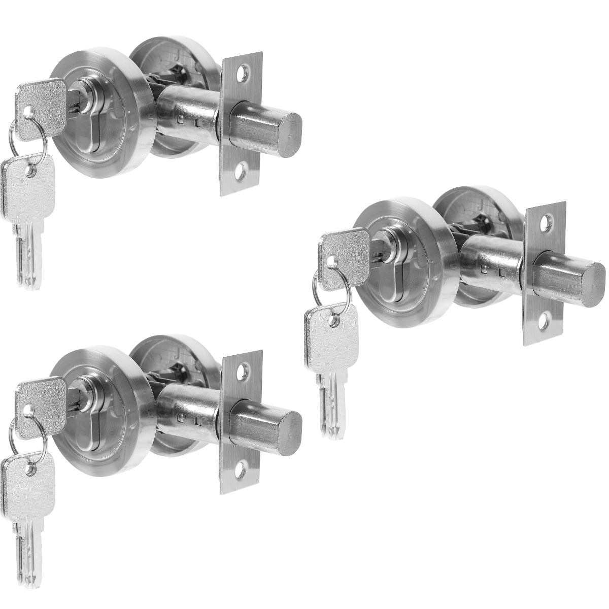 3 Pack Door Lock Dead Bolt Locks for Exterior Doors Front Handle Black Knob Knobs Single