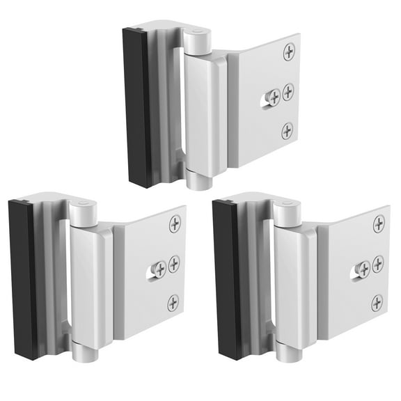 3 Pack Door Reinforcement Lock with Screws Extra Home Security Door Latch Safety Childproof Door Lock for Inward Swing Door