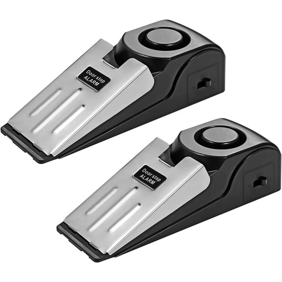3 Pack Door Stop Alarm, Door Stopper with 120DB Security Alarm, Floor Wedge Door Stop Siren, Door Security Devices for Traveling, Apartment, Hotel and Home, Black