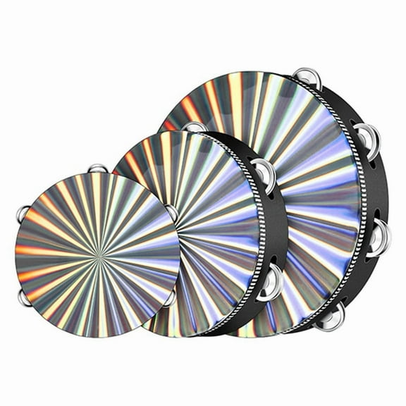 3 Pack Double Radiant Tambourine with Metal Jingles Row, 6/8/10 Inch Wooden Handheld Tambourine Drum,3 * Double Row Tambourines,Black