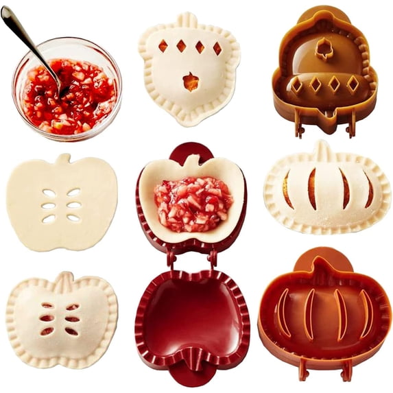 3 Pack Dough Presser Pocket Pie Molds, Party Potluck Hand Pie Molds, Apple, Pumpkin And Acorn Shapes