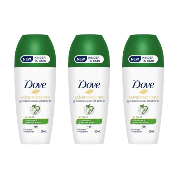 3 Pack - Dove Cucumber & Green Tea Scent Roll - On Deodorant - 50 ml