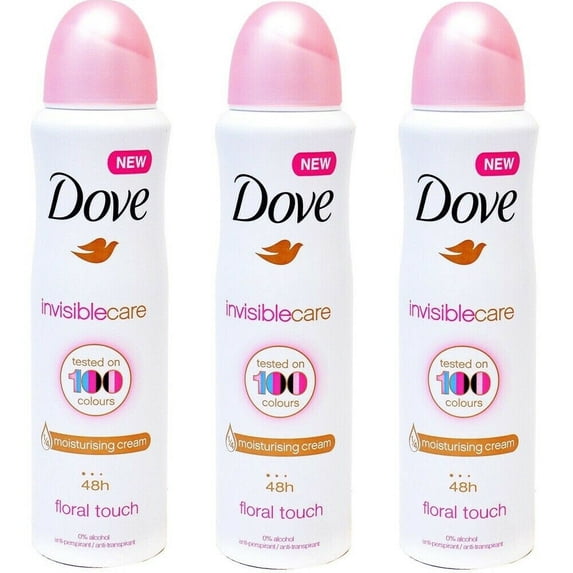 3 Pack Dove Invisible Care Floral Touch Antiperspirant Deodorant Spray 150ml
