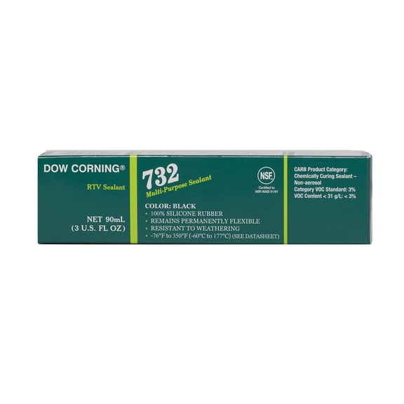 3 Pack - Dow Corning 2112531 732 Black Multi-Purpose Sealant, -60 to 177 Degree C, 90 mL