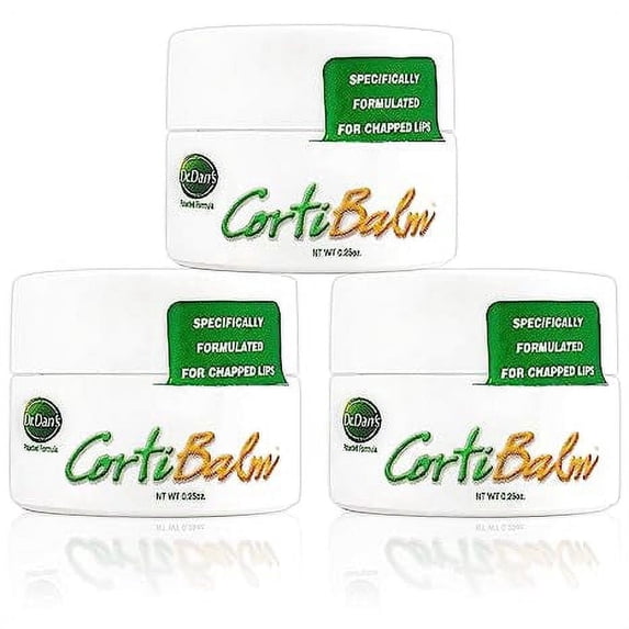 Dr. Dan's CortiBalm Medicated Lip Balm with 1% Hydrocortisone for Chapped Skin, 0.25 oz, 3 Count
