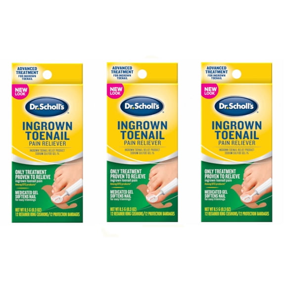 3 Pack Dr Scholl's Ingrown Toenail Pain Reliever Gel Kit 0.3oz Each