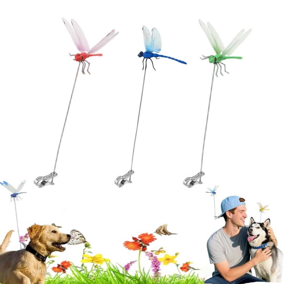 3 Pack Dragon Fly Clips for Bugs Repellent, Outdoor Dragonfly Clips to Keep Bugs Away, Clip on Dragonfly Garden Decor Flying Butterflies Decorations Fake Flies Metal Dragon Moving Yard Ornaments Hat