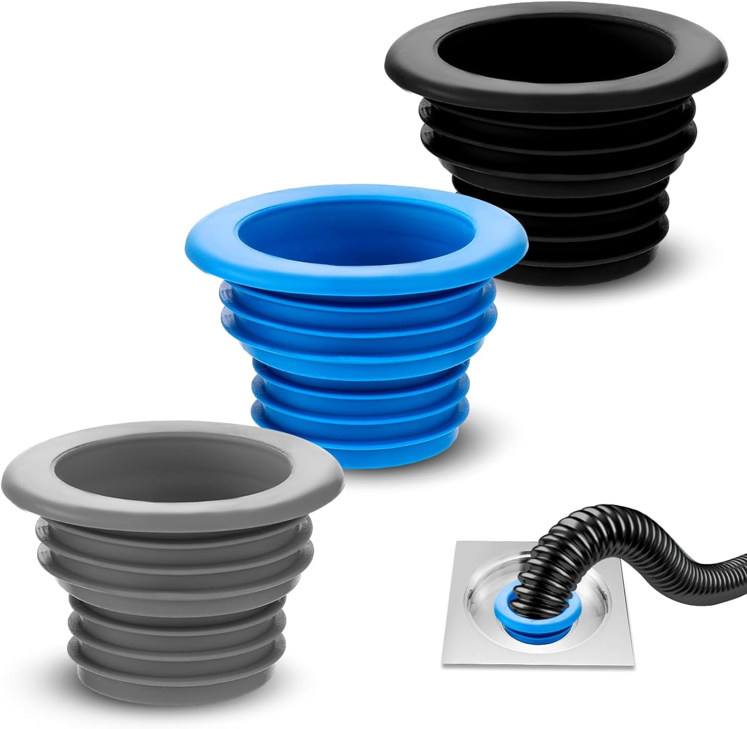 3 Pack Drain Pipe Seal Ring, Universal Fit Drain Pipe Hose Silicone ...