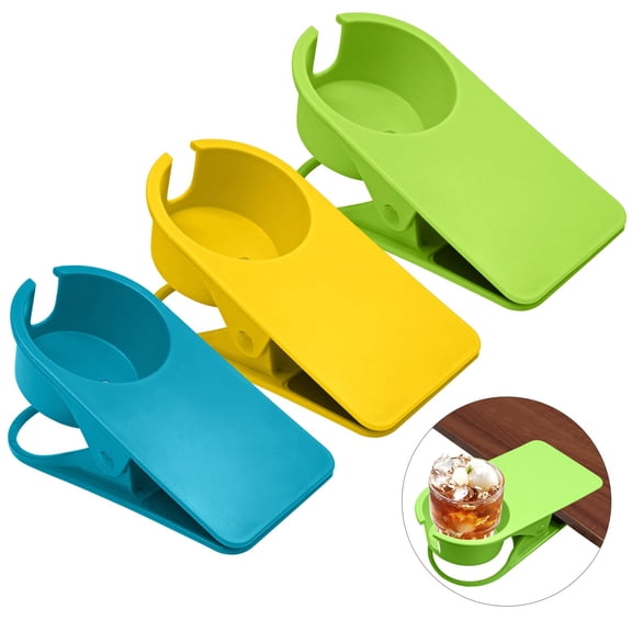 3 Pack Drinking Cup Holder Clip with Side Hole, Desk Drink Holder Desk Side Clamps Clip Cup Holder Chair Cup Holder for Water Drink Beverage Soda Coffee Mug Holder.