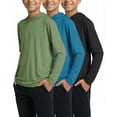 thumbnail image 1 of Real Essentials 3 Pack: Dry-Fit Youth Boys Teen Active Long Sleeve Hoodie Sweatshirts - Hooded Pullover Shirts, 1 of 6