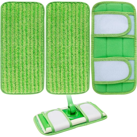3 Pack Dry Sweeping Microfiber Mop Pads for Swwiffer Sweper Mop,12 Inch Washable Microfiber Wet Pads Refills,Dry Sweeping Cloths Heavy Duty Mop Head Replacement for Wet Dry Floor Cleaning