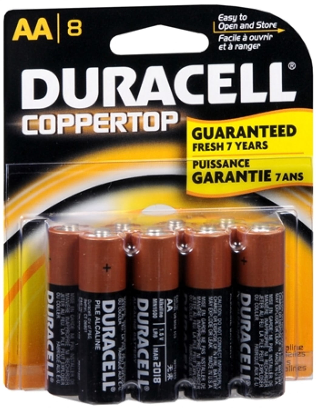 3 Pack - Duracell Coppertop AA Alkaline Batteries 1.5 Volt 8 Each