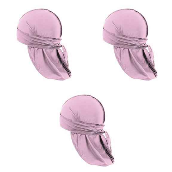 3 Pack Durags Smooth and Comfortable Headwraps for Daily Use (Pink)