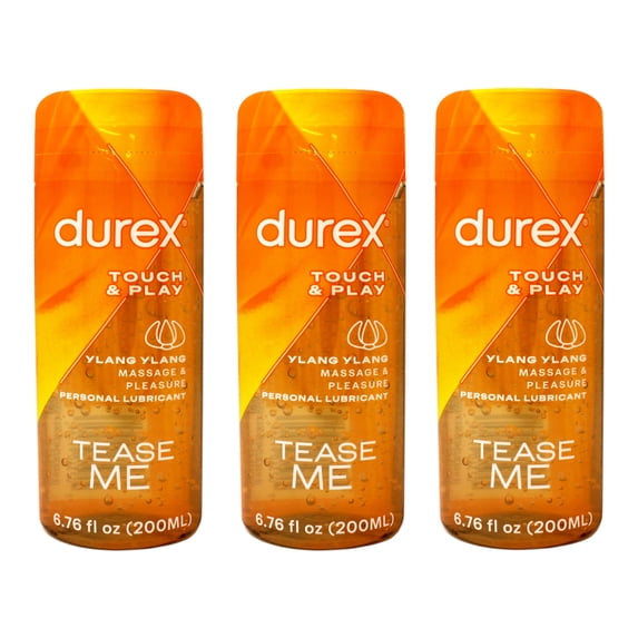 3 Pack - Durex Water Based Lube, Touch & Play Personal Lubricant with Ylang Ylang for Women & Men, 6.76 FL OZ