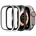 thumbnail image 1 of [3 Pack] Dwitch for Apple Watch Ultra 2 / Ultra Screen Protector 49mm,9H HD Tempered Glass & Titanium Alloy Frame,[Scratch-resistant]/[Keep Original] Glass Film for iwatch 49mm,Black/Original/Silver, 1 of 6