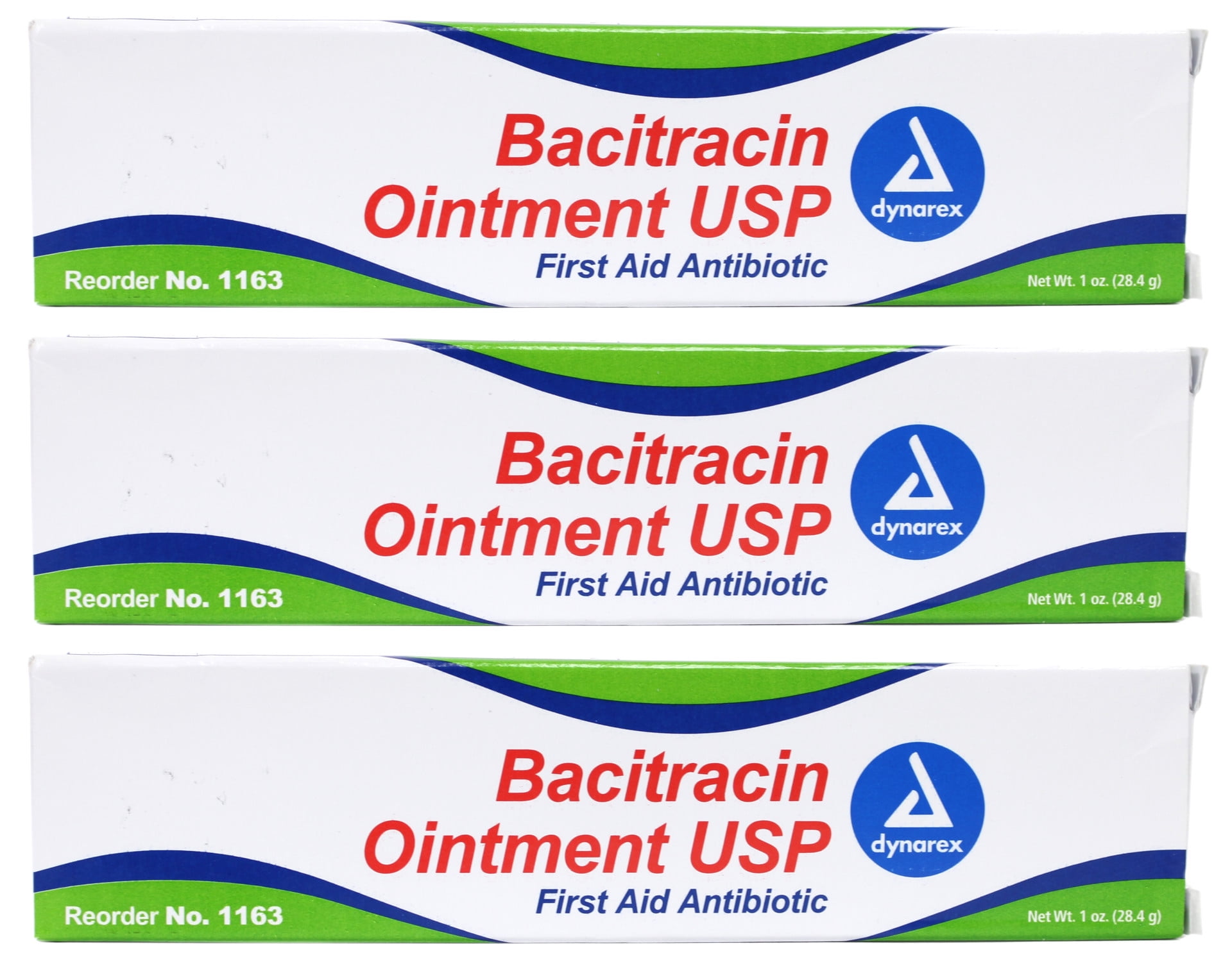 3 Pack -Dynarex Bacitracin First Aid #1163 Antibiotic Ointment 1oz Tube Each
