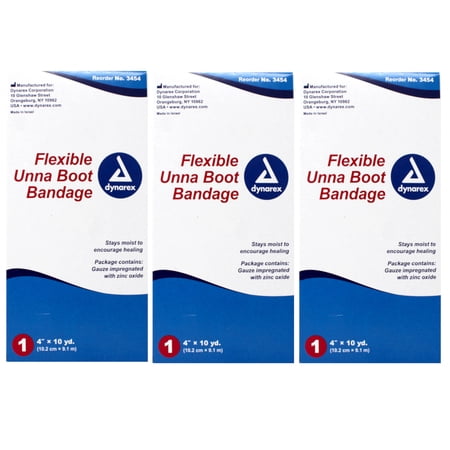 3 Pack Dynarex Unna Boot Flexible Non-Sterile Bandage 4 Inches x 10 Yards Each