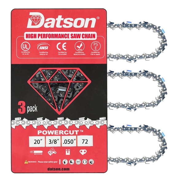 3-Pack E72 Replacement Chainsaw Chain for Oregon 20-Inch Guide Bars, 72 Drive Links, Pitch: 3/8", .050" Gauge,Grey (3 Chains)