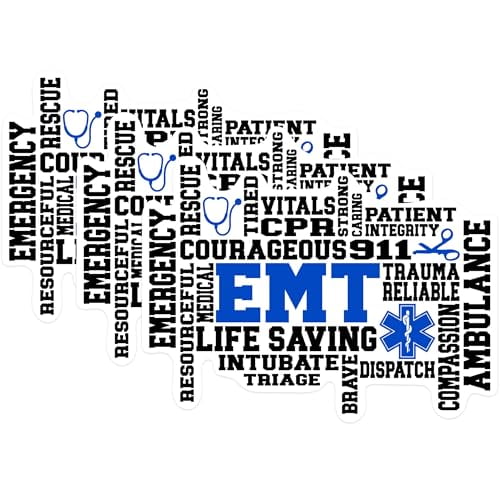 (3 Pack) EMT Word Art Decals - Emergency Medical Decals - First Responder Stickers - 3 Inches On Longest Side - Easy Peel & Apply - Made in USA - 3MCS0532