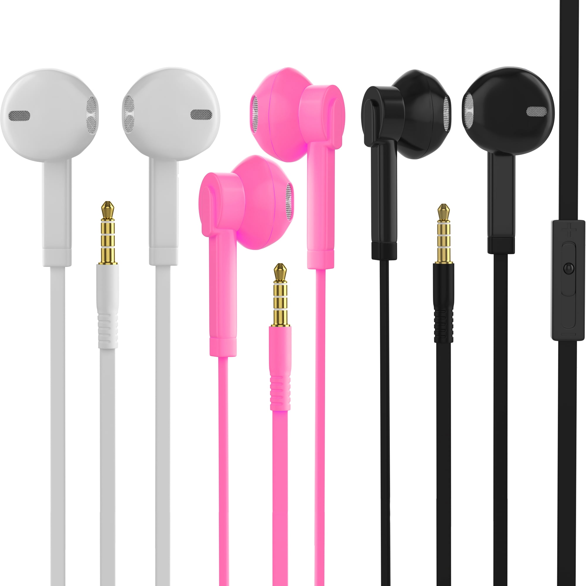 3 Pack Earbuds Headphones with Microphone School / Library / Office