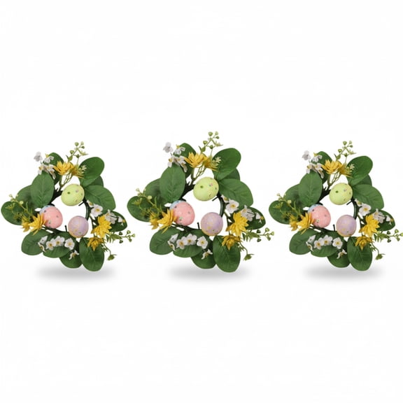 3-Pack Easter Floral Wreath Candlestick Decorations 2026 Spring Home Table Ornaments for Holiday Garden Patio Party Favor Supplies