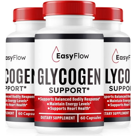 (3 Pack) EasyFlow Glycogen Support Capsules - Official Blood Support Formula, Easy Flow Blood Vessel Cleaner, Glyco Optimizer Pills, Overall Health & Wellness, Reviews (180 Capsules)