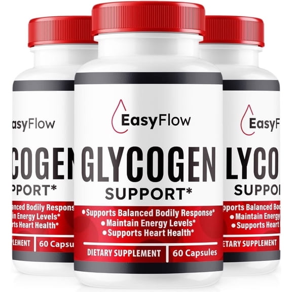 (3 Pack) EasyFlow Glycogen Support Capsules - Official Blood Support Formula, Easy Flow Blood Vessel Cleaner, Glyco Optimizer Pills, Overall Health & Wellness, Reviews (180 Capsules)