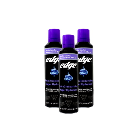 3 Pack - Edge Extra Moisturizing Shave Gel with Vitamin E, Shave Gel For Men That Moisturizes, Protects and Soothes To Help Reduce Skin Irritation, 7 oz