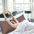 thumbnail image 1 of 3 Pack Egyptian Cotton Body Pillow Pillowcases Covers with Zipper Closure Jumbo Brown, 1 of 7