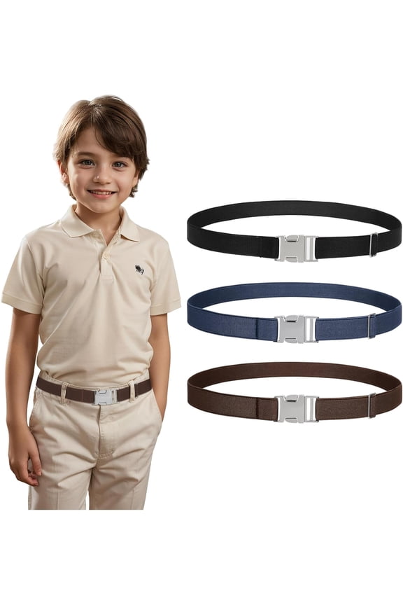 3 Pack Elastic Stretch Belts Kids Toddler Belt Adjustable Uniform Belt for Boys and Girls