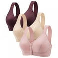 thumbnail image 1 of 3 Pack Elderly Women Button Front Closure Bras Seamless Cotton Everyday Soft Cup Bras, 1 of 11