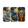 thumbnail image 1 of 3 Pack Elemental Phone Case Set, Sun, Sea, Spirit Design in Stained Glass Style Phone Cover for iPhone 16 15 14 13 12 11 Plus Pro Max Mini, 1 of 6