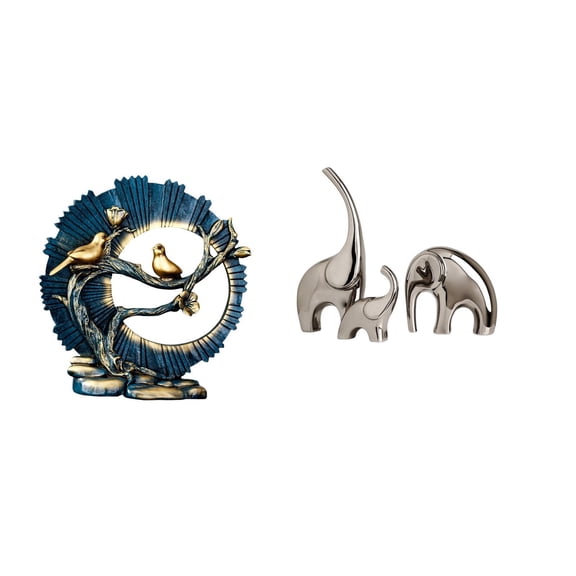 3 Pack Elephant Figurine Knick Knack Ornament Resin Ceramic Material for Bookshelf Desk Home Family Display