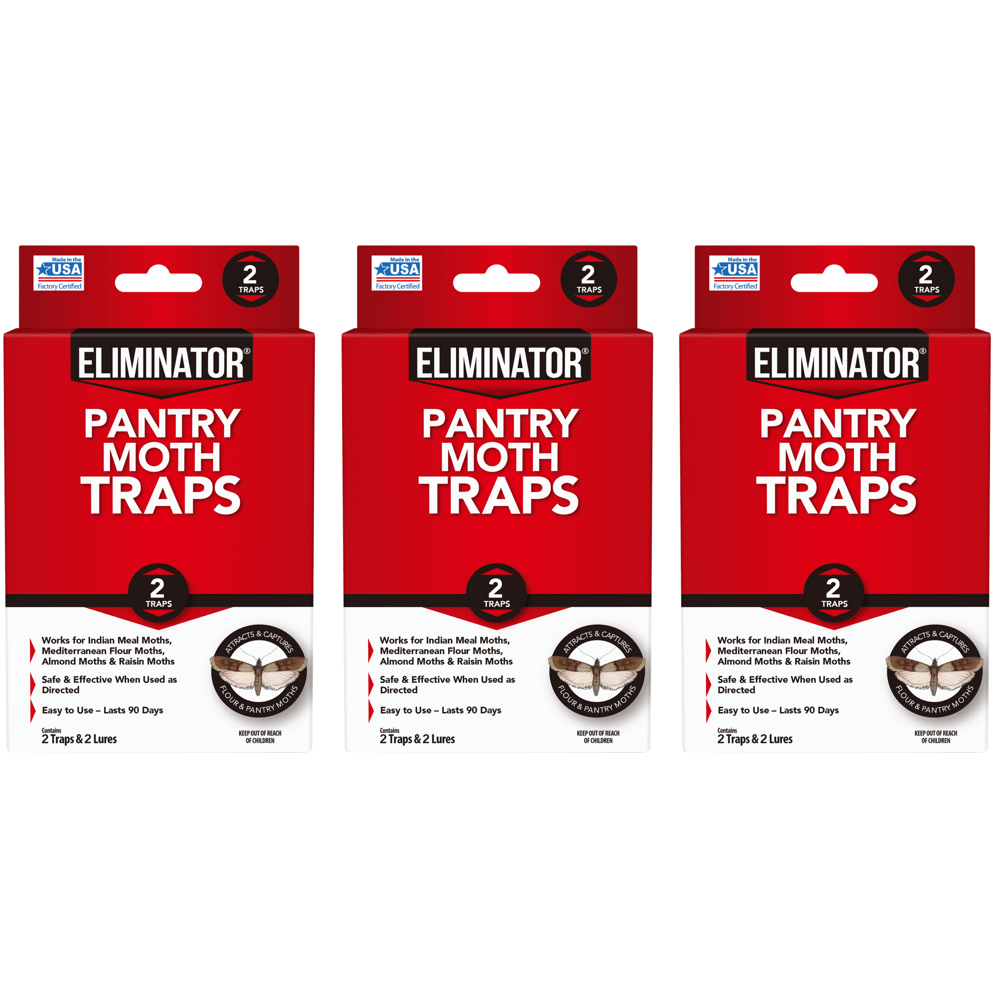 (3 Pack) Eliminator Pantry Moth Traps, Pheromone Moth Traps, 2 Pack