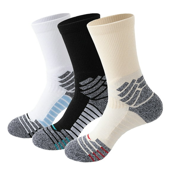 3 Pack Elite Basketball Socks Cushioned Athletic Sports Crew Mid-Calf Socks for Men & Women