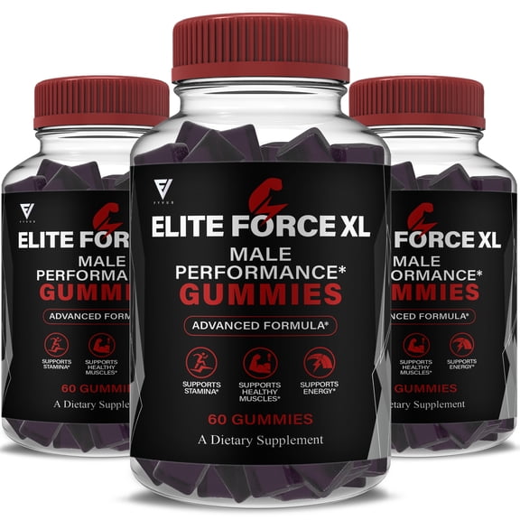 (3 Pack) Elite Force XL Male Support, EliteForceXL Advanced (180 Gummies)